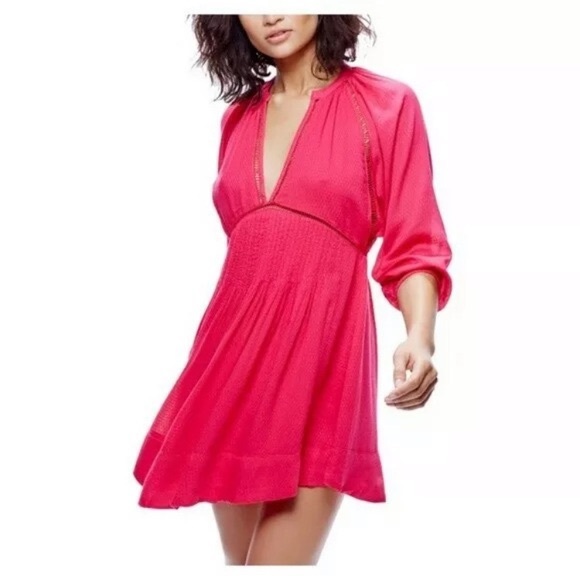 Free People Hot Pink Mini Dress - Picture 1 of 6